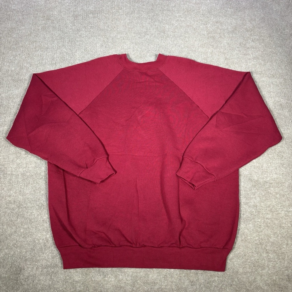 Vintage Fruit Of The Loom Sweatshirt Men L Red Fleece Blank Made In USA 80s